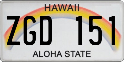 HI license plate ZGD151