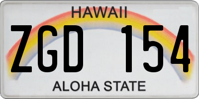 HI license plate ZGD154