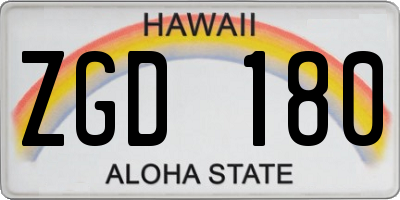 HI license plate ZGD180