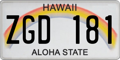 HI license plate ZGD181