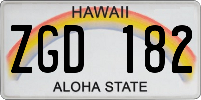 HI license plate ZGD182