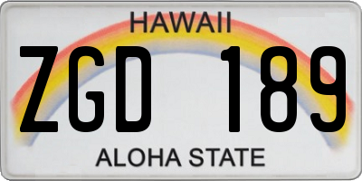 HI license plate ZGD189