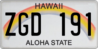 HI license plate ZGD191