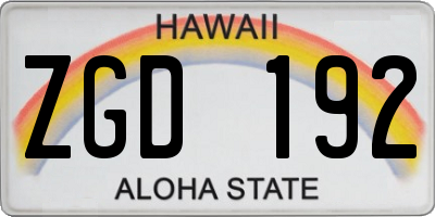 HI license plate ZGD192