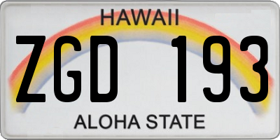 HI license plate ZGD193