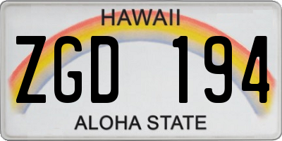 HI license plate ZGD194