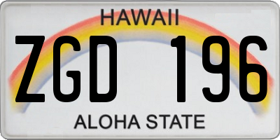 HI license plate ZGD196