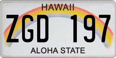 HI license plate ZGD197