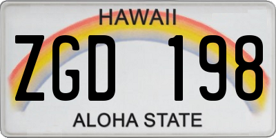 HI license plate ZGD198