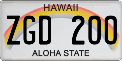 HI license plate ZGD200