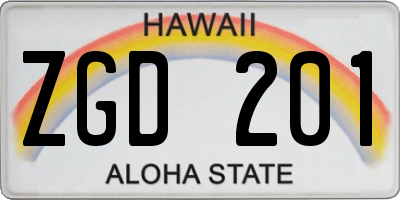 HI license plate ZGD201
