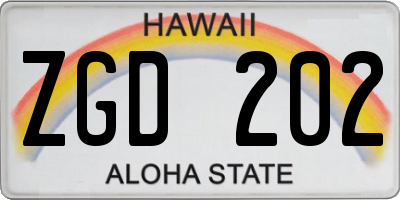 HI license plate ZGD202