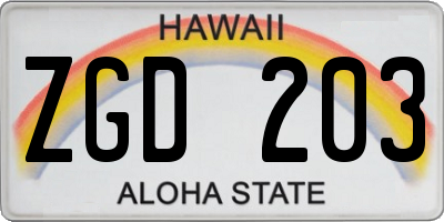 HI license plate ZGD203