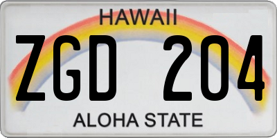 HI license plate ZGD204