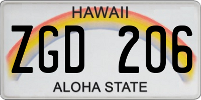 HI license plate ZGD206