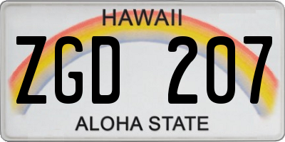 HI license plate ZGD207