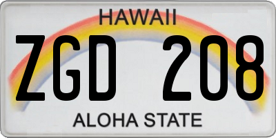 HI license plate ZGD208