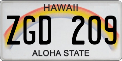 HI license plate ZGD209