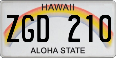 HI license plate ZGD210
