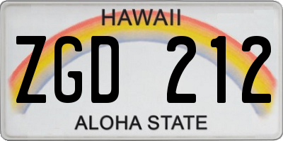 HI license plate ZGD212