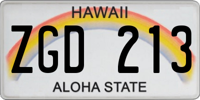 HI license plate ZGD213