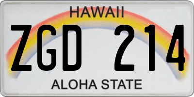 HI license plate ZGD214