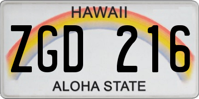 HI license plate ZGD216