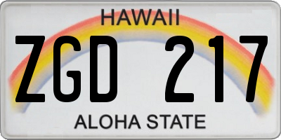 HI license plate ZGD217