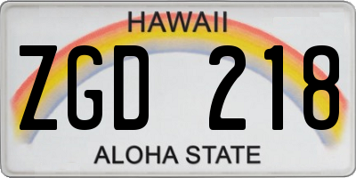 HI license plate ZGD218