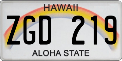 HI license plate ZGD219