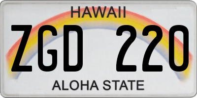 HI license plate ZGD220