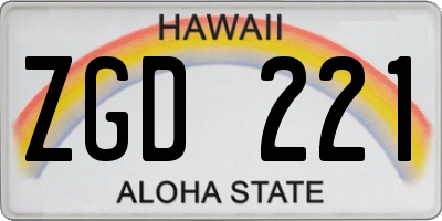 HI license plate ZGD221
