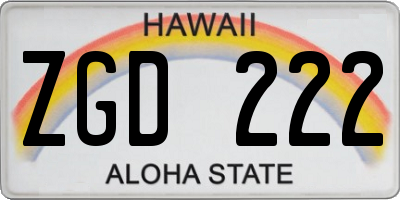 HI license plate ZGD222