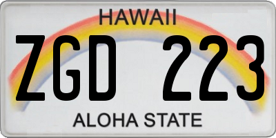 HI license plate ZGD223