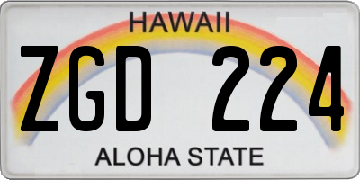 HI license plate ZGD224