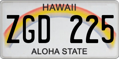 HI license plate ZGD225