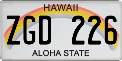 HI license plate ZGD226