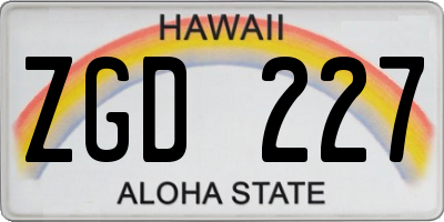 HI license plate ZGD227