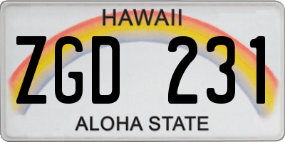 HI license plate ZGD231
