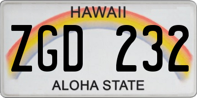 HI license plate ZGD232