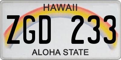 HI license plate ZGD233
