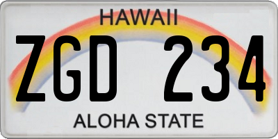 HI license plate ZGD234