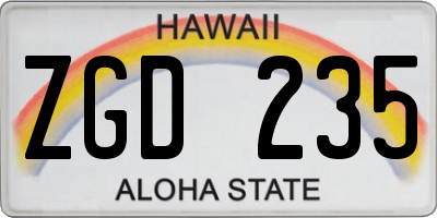 HI license plate ZGD235