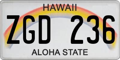 HI license plate ZGD236