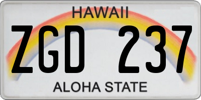 HI license plate ZGD237