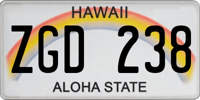 HI license plate ZGD238