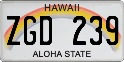 HI license plate ZGD239