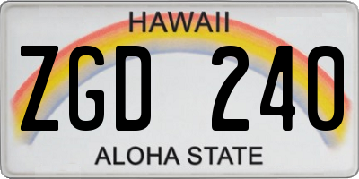 HI license plate ZGD240