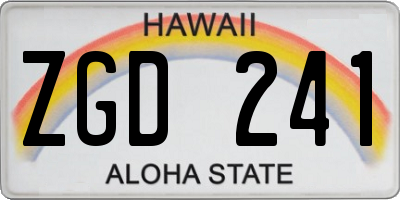 HI license plate ZGD241