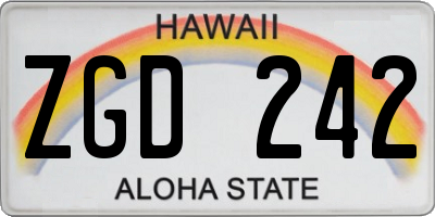 HI license plate ZGD242